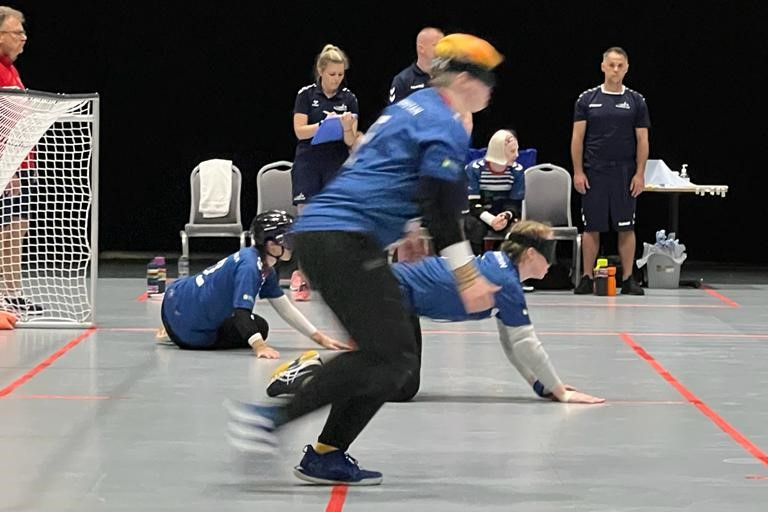 Goalball game in action at the 2023 World Blind Games.
